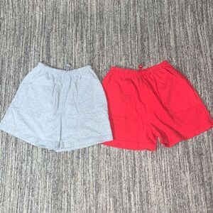 In Design Girls Size 14/16 Casual Knit Shorts Gray Red‎ Elastic Drawstring Waist